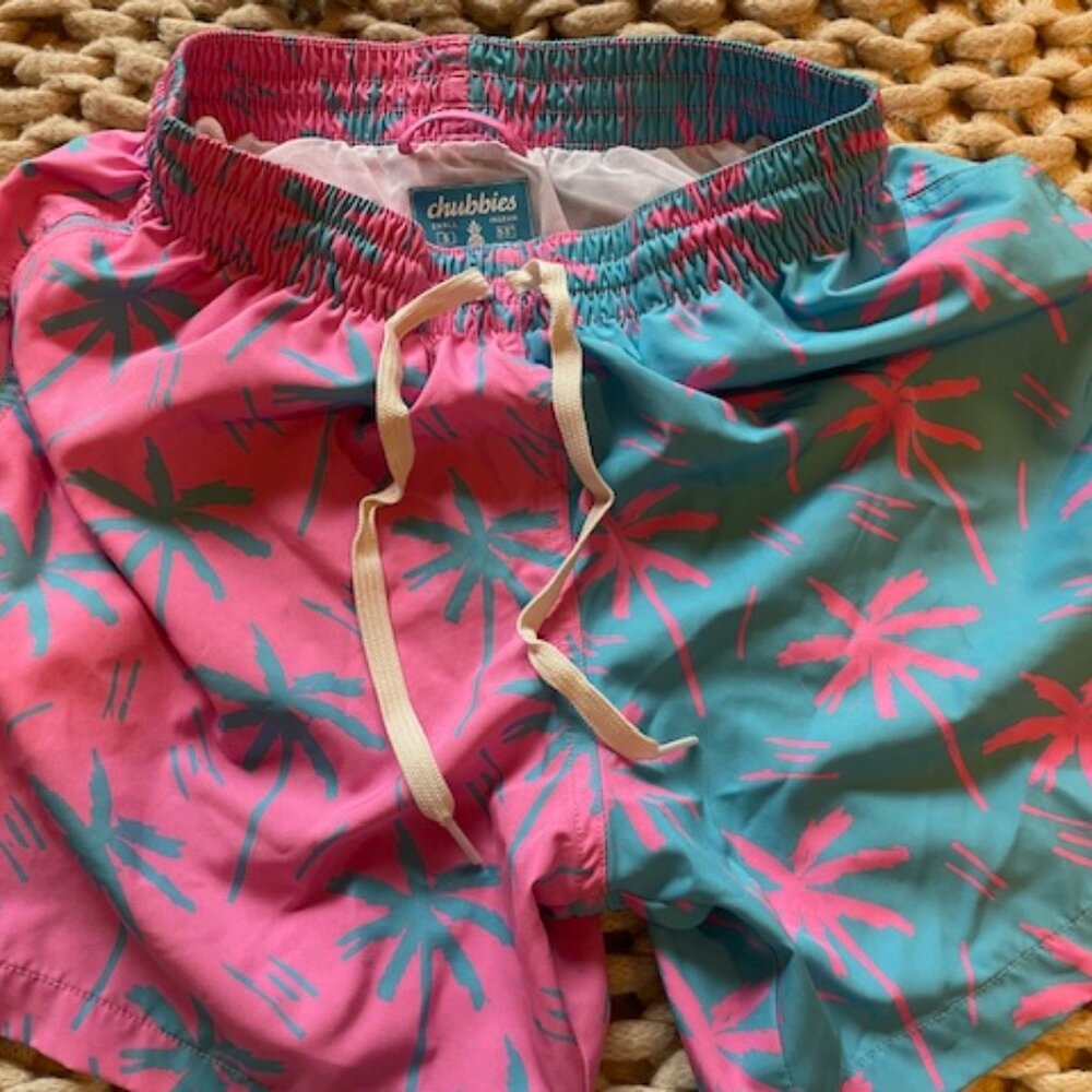 Chubbies bathing suit - pink and blue - men's Small